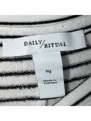 Daily Ritual Large Black White Striped T-Shirt Dress thumbnail 5