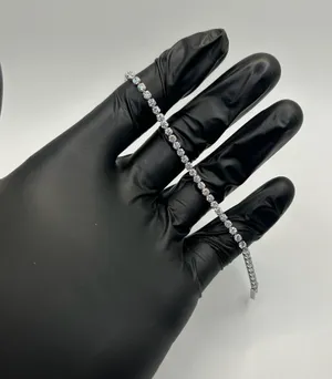 Moissanite Tennis Bracelet Real Silver VVS D Color Iced Out 3mm 7.5 Inch No Pass thumbnail 1