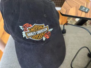 HARLEY DAVIDSON FLOWER HAT black FAUX-SUEDE relaxed dad cap pony tail thumbnail 4