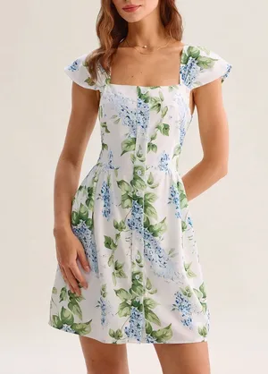 Rihoas White Floral Square Neck Mini Dress thumbnail 1