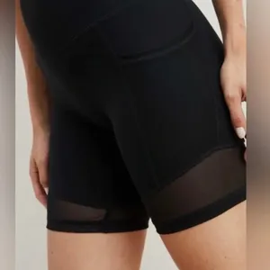 All In Motion Women's Sz Small Bike Shorts Black Mesh Hem Side Pockets High Rise thumbnail 2