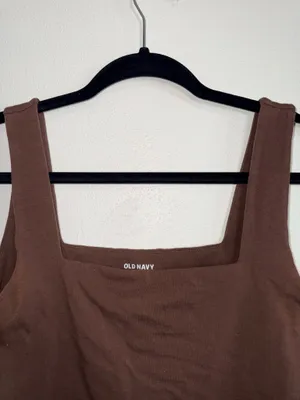 Old Navy Square Neck Tank Top Bodysuit Solid Brown Full Coverage thumbnail 4