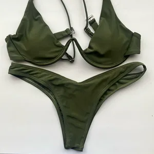 Olive Green Bikini Swimsuit Suit thumbnail 1