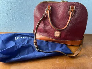 Dooney & Bourke Burgundy Two Tone Leather Zip Zip Satchel thumbnail 2
