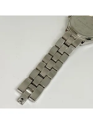 Peugeot women’s silver tone watch 31mm mop dial rhinestones quartz 7” running thumbnail 7