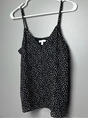 NWT Abound Black Ivory Polka Dot Cami Top V-Neck Spaghetti Strap Size Small thumbnail 3