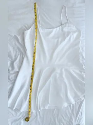 NWT Abercrombie & Fitch Asymmetrical Hem Mini Dress – White Satin – LP thumbnail 10