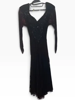 Vintage 80s Climax Lace Overlay long sleeve whimsigoth witchy dark romance Dress thumbnail 3