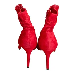 XOXO Taniah Ankle Boots Womens 7.5 Red Slouchy Stiletto Pointed‎ Toe Booties thumbnail 9