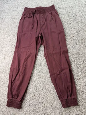 A New Day Womens High-Rise Jogger Pants Burgundy Maroon Smocked Waist Small thumbnail 1