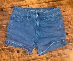 American Eagle hi-rise shortie 0 cutoff blue shorts thumbnail 1