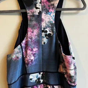 The Odell’s Floral Sleeveless 100 % Silk Dress Blue and Purple Medium thumbnail 12