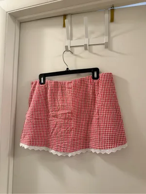 American Eagle Outfitters Red Gingham Mini Skirt thumbnail 4