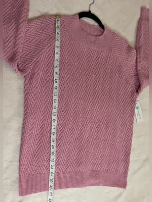 Pink Clover NWT Soft Chevron Knit Mock Neck Sweater - Pink Size L thumbnail 5