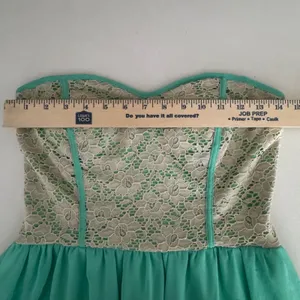 Buttons Mint Green & Ivory Lace Strapless Mini Dress Boho Sweetheart Skater Romantic M thumbnail 7