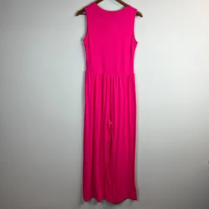 Pretty Garden Jumpsuit Womens Medium Bright Pink Wide Leg Pleated Sleeveless NEW thumbnail 5