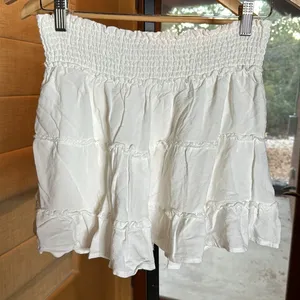 Garage White Smocked Tiered Ruffle Mini Skirt Size Medium Boho Coquette thumbnail 5