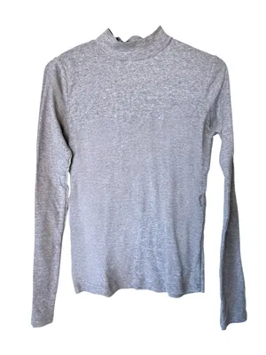 Brandy Melville light grey Cotton Relaxed Loose Fit Turtleneck Top Full Length thumbnail 2