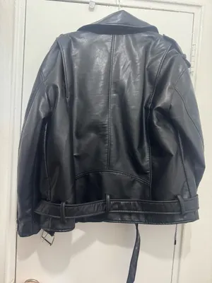 ZARA Black Faux Leather Moto Jacket size M thumbnail 5