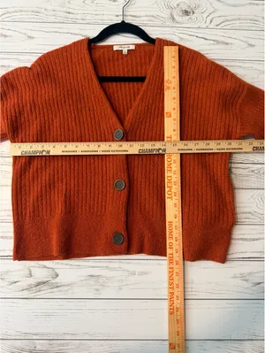Madewell XS Burnt Orange Merino Wool Alpaca Ribbed Button Cardigan thumbnail 13