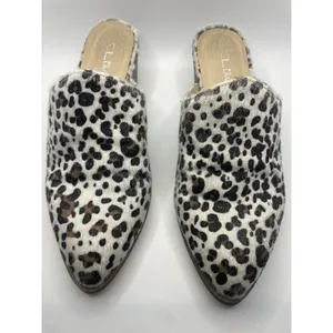 Very Volatile LA Leather Leopard Calf Hair Sling Back‎ Mules Booties Womens 71/2 thumbnail 3