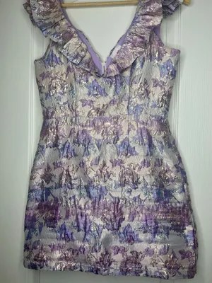 Buddy Love Winslet Ruffled Metallic Floral Mini Dress thumbnail 2