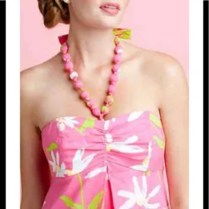 Lilly Pulitzer beaded halter neck pink print dress thumbnail 3