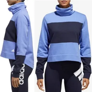 Adidas Sport 2 Street Blue Mock Neck Pullover‎ Sweatshirt S thumbnail 2