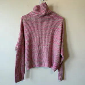 Aerie Cotton Wool Sweater Medium Pink Striped Quarter Zip Pullover Soft Girl thumbnail 8