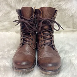 Steve Madden Brown Leather Fame Military‎ Style Boots Fisherman Core B19B thumbnail 7