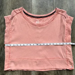 Pilcro Cropped Cut Off Short Sleeve Sweatshirt Pink Coral Medium thumbnail 9