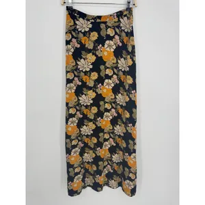 Natural Life Floral Maxi Skirt XS Black Orange Boho Hippie Cottagecore Slit thumbnail 3