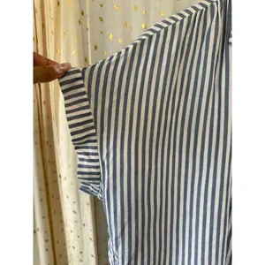 Madewell Women's Chambray Blue White Stripes Dolman Sleeve Button Front Top L thumbnail 3