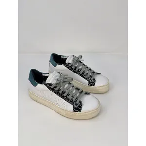 P488 Thea Shabby Womens Shoes White Leather Embossed Low Top Sneaker 37 US 7 thumbnail 2