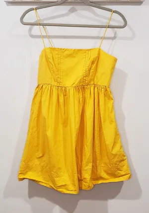 Maeve Anthropologie Yellow Babydoll Mini Dress Size S thumbnail 1