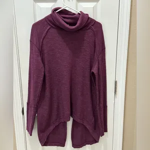 Free People We the Free Split Back Turtleneck Sweater Size Medium purple thumbnail 3