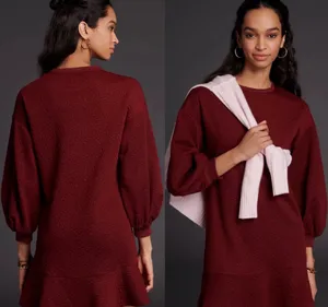 NWT $138 Anthropologie x Mare Mare Wine Odila Tunic Mini Pullover Dress S thumbnail 2