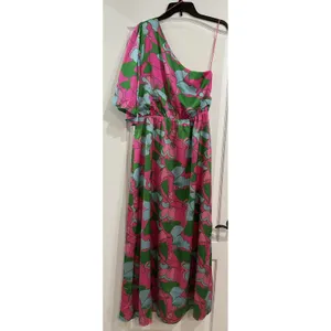 NWT SugarLips Large Pitaya Berry‎ Meara One Shoulder Satin Maxi Dress Satin thumbnail 12