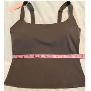 QINSEN Brown Square Neck Workout Tank Top Built-in Bra Athletic Cami XS thumbnail 5