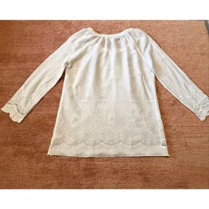 Krazy Kat White Cotton Embroidered Lace Boho Peasant Blouse Tunic Top M Cottagec thumbnail 8