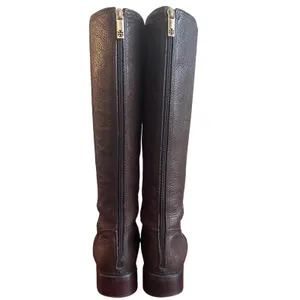 Tory Burch Christy Riding Boots Brown Leather Stretch Back 8.5 thumbnail 3