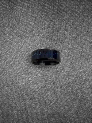 Blue Galaxy Glitter Inlay Band Ring Size 8 - Unisex thumbnail 3