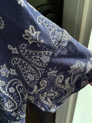 EUC Free People No Matter What High/Low Paisley Top Blue Oversized Small thumbnail 7