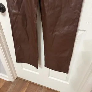 NWT GARAGE‎ Faux Leather Straight Leg Pants armadillo brown size small thumbnail 5