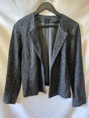 Eileen Fisher Black and White Tweed Blazer, Size M thumbnail 1