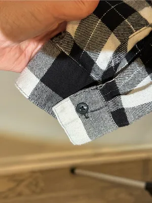 Maurices Black White Plaid Flannel Button Down Shirt Large thumbnail 4