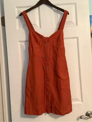 Anthropologie Maeve Twist Front Mini Dress in Rust thumbnail 2