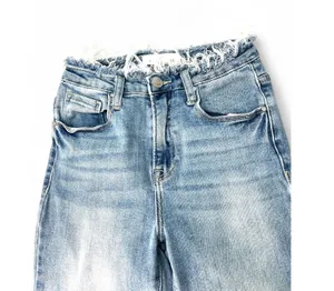 RISEN JEANS 25 / 1 Women's Jeans Raw Edges Waist Straight Leg 25" Inseam Light thumbnail 1