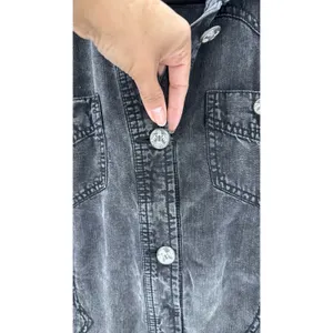 Ariat black gray lightweight shacket with Aztec native indigenous accent buttons thumbnail 5