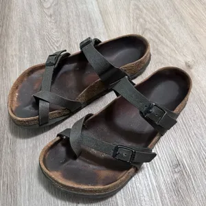 Birkenstock Women's Mayari Birkibuc Sandals Pebbled 38 Brown Black thumbnail 5